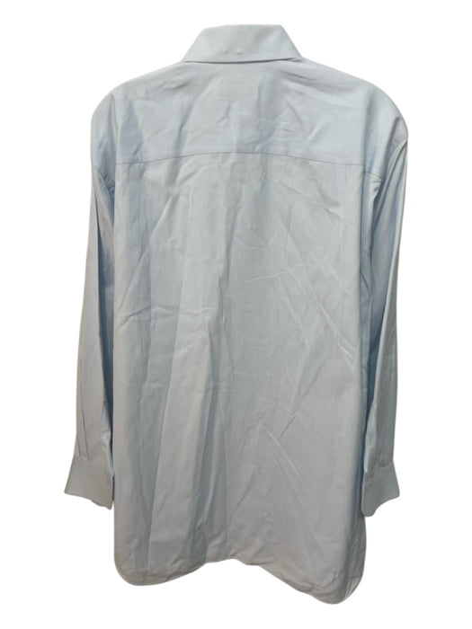 Zegna Size 16.5 Light blue Cotton Solid Button Up Men's Long Sleeve Shirt Light blue / 16.5