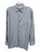Zegna Size L White & Blue Cotton Striped Button Up Men's Long Sleeve Shirt White & Blue / L