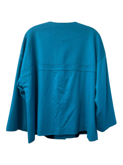Lafayette 148 Size 16 Aqua Blue Cashmere Round Neck Snap Closure Pockets Jacket Aqua Blue / 16