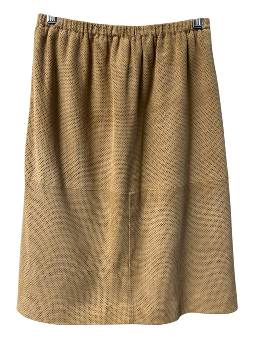Shamask Size 2 Tan Suede Knee Length Elastic Waist Perforated slit Skirt Tan / 2