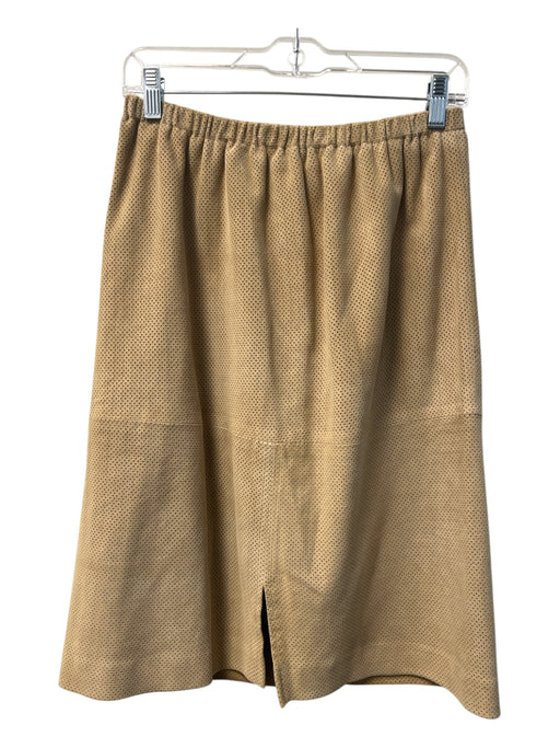 Shamask Size 2 Tan Suede Knee Length Elastic Waist Perforated slit Skirt Tan / 2