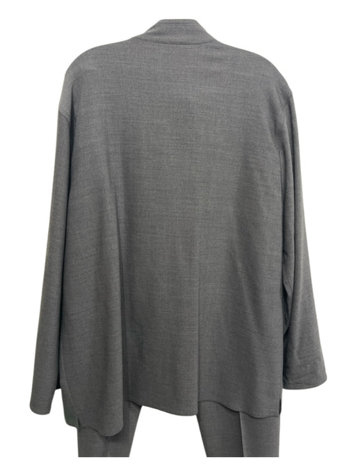 MaxMara Size 14 Gray Wool Blend Long Sleeve Open Front Straight Leg Pant Set Gray / 14
