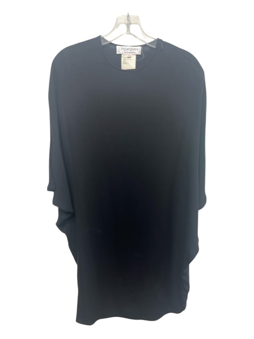 Yves Saint Laurent Size 44 Black Silk Cap Sleeve Shoulder Zip Tent Style Dress Black / 44