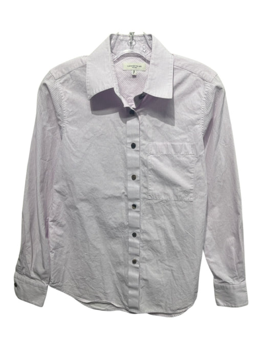 Lafayette 148 Size XS Pink & White Cotton Long Sleeve Gingham Buttons Blouse Top Pink & White / XS