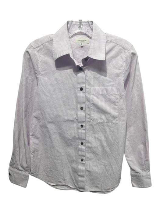 Lafayette 148 Size XS Pink & White Cotton Long Sleeve Gingham Buttons Blouse Top Pink & White / XS