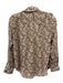 Nili Lotan Size M Cream & Brown Silk Long Sleeve Abstract Print Buttons Top Cream & Brown / M