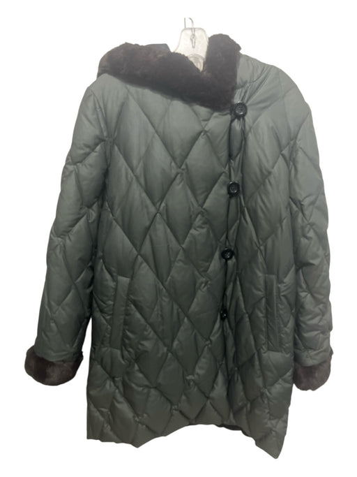1 Madison Size L Green, Black, Brown Polyester Blend Down Fill Reversible Coat Green, Black, Brown / L