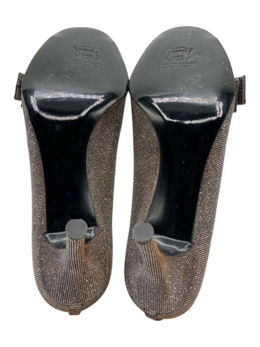 Stuart Weitzman Shoe Size 9.5 Silver & Gold Canvas Glitter Peep Toe Pumps Silver & Gold / 9.5