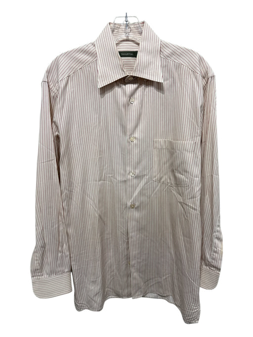 Zegna Size M Red & Beige Cotton Striped Button up Men's Long Sleeve Shirt Red & Beige / M