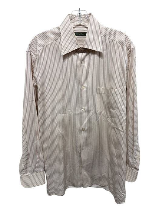 Zegna Size M Red & Beige Cotton Striped Button up Men's Long Sleeve Shirt Red & Beige / M