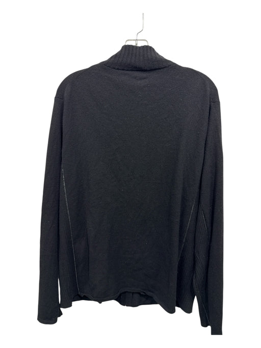 Saks Fifth Ave Size L Black Cashmere Solid Zip UP Men's Sweater Black / L