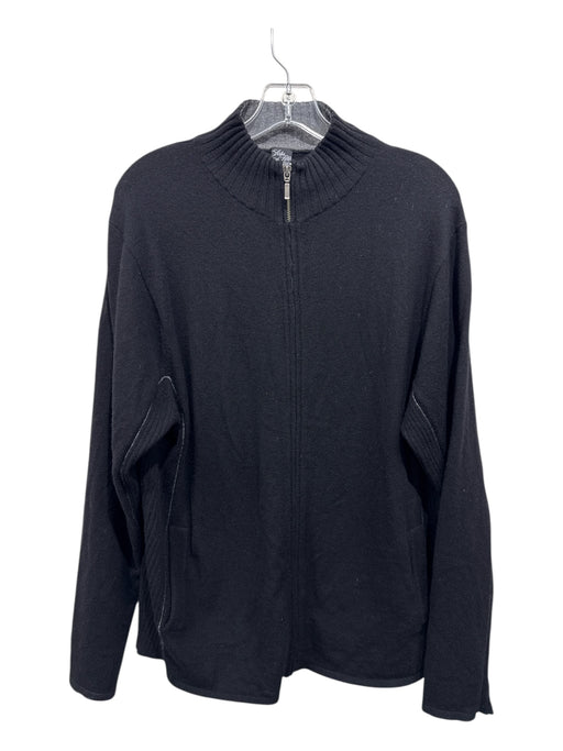 Saks Fifth Ave Size L Black Cashmere Solid Zip UP Men's Sweater Black / L