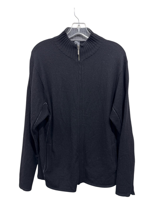 Saks Fifth Ave Size L Black Cashmere Solid Zip UP Men's Sweater Black / L