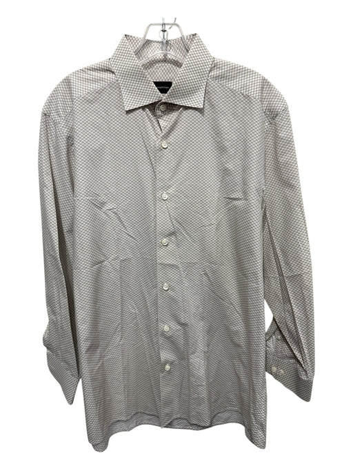Zegna Size L Tan & White Cotton Abstract Button up Men's Long Sleeve Shirt Tan & White / L