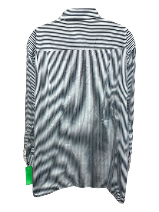 Zegna Size L Light Blue & Blue Print Cotton Striped Button up Long Sleeve Shirt Light Blue & Blue Print / L