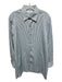 Zegna Size L Light Blue & Blue Print Cotton Striped Button up Long Sleeve Shirt Light Blue & Blue Print / L