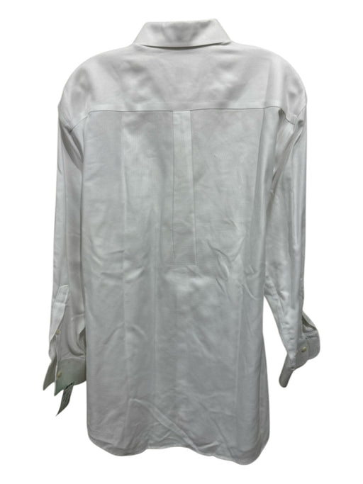 Peter Millar Size L White Cotton Solid Button Up Men's Long Sleeve Shirt White / L