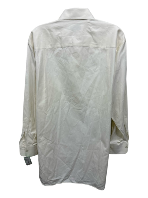 Zegna Size 16.5 Off White Cotton Solid Button Up front pocket Long Sleeve Shirt Off White / 16.5