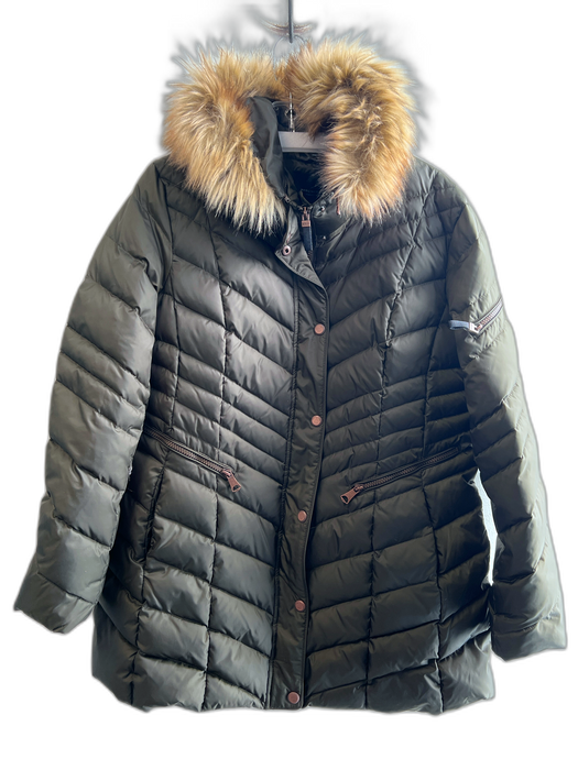 Marc New York Size XL Dark Green Polyester Blend Detachable Hood Quilted Coat Dark Green / XL