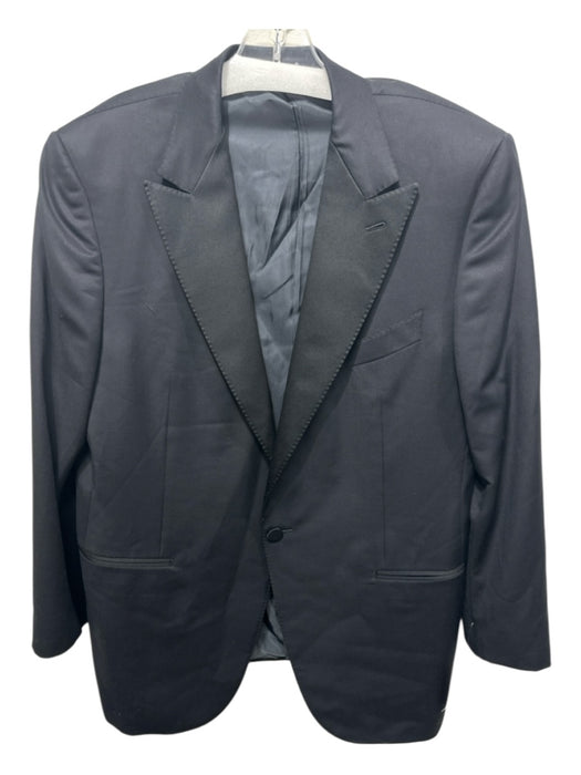 Zegna Black Wool Blend Solid Tuxedo Single Button Men's Blazer Black / 54