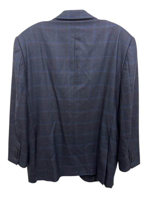 Zegna Blue Wool Blend Plaid 2 Button Men's Blazer Blue / 54