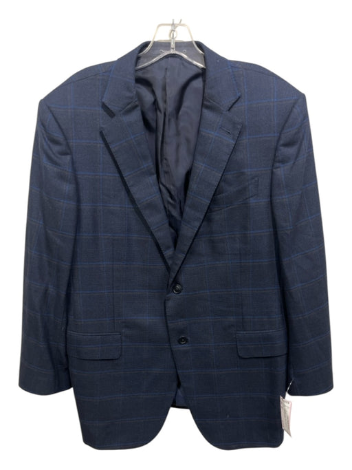 Zegna Blue Wool Blend Plaid 2 Button Men's Blazer Blue / 54