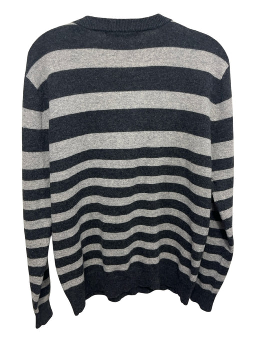Bloomingdales Size M Light Gray & Dark Gray Cashmere Striped Men's Sweater Light Gray & Dark Gray / M