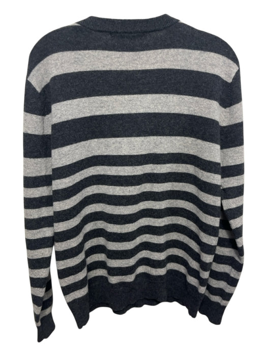 Bloomingdales Size M Light Gray & Dark Gray Cashmere Striped Men's Sweater Light Gray & Dark Gray / M