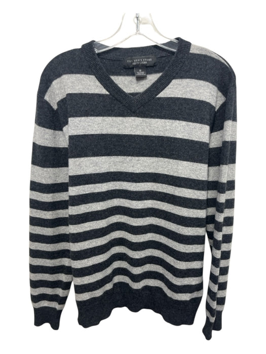 Bloomingdales Size M Light Gray & Dark Gray Cashmere Striped Men's Sweater Light Gray & Dark Gray / M