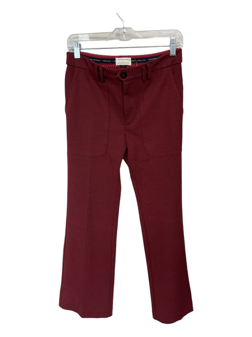 Anthropologie Size 4 Maroon Viscose Blend Striped Trouser Pants Maroon / 4