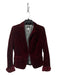 J Crew Size 6 Maroon Cotton Hook Clasp Faux Pockets Deep V Velvet Jacket Maroon / 6