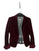 J Crew Size 6 Maroon Cotton Hook Clasp Faux Pockets Deep V Velvet Jacket Maroon / 6