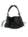 HYPE Black Leather Top Handle Studded Bag Black / M