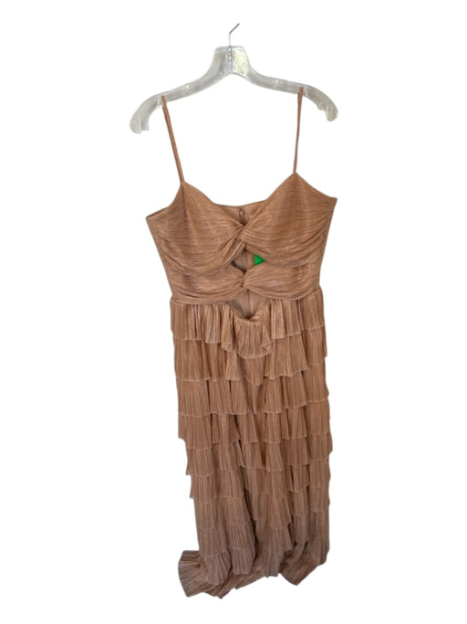 Corey lynn calter Size S Tan & Pink Polyester Short Balloon Sleeve Flowers Dress Tan & Pink / S