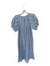 Maeve Size XS Blue & Green Cotton Striped Short Sleeve Lace Up Midi Dress Blue & Green / XS