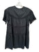 Cynthia Rowley Size XS Black Cotton Short Sleeve Trim Detail Mini Babydoll Dress Black / XS