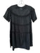 Cynthia Rowley Size XS Black Cotton Short Sleeve Trim Detail Mini Babydoll Dress Black / XS