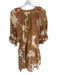 Velvet by Graham & Spencer Size S Green & Pink Silk Blend Half Sleeve Dress Green & Pink / S