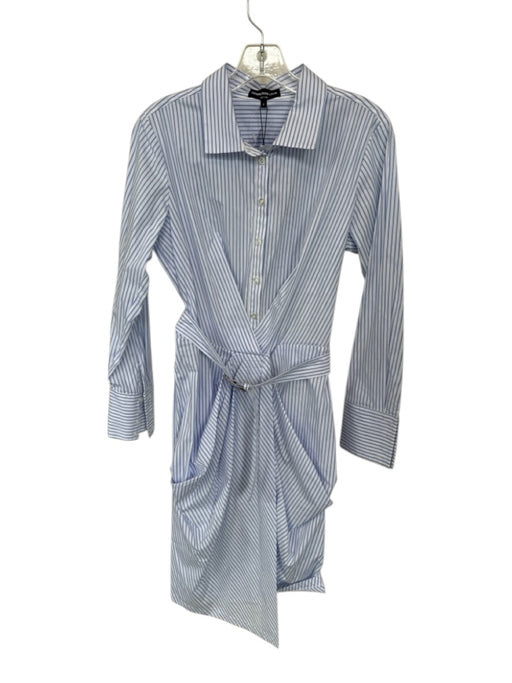 Generation Love Size 4 Blue & White Cotton Blend Button Up Long Sleeve Dress Blue & White / 4