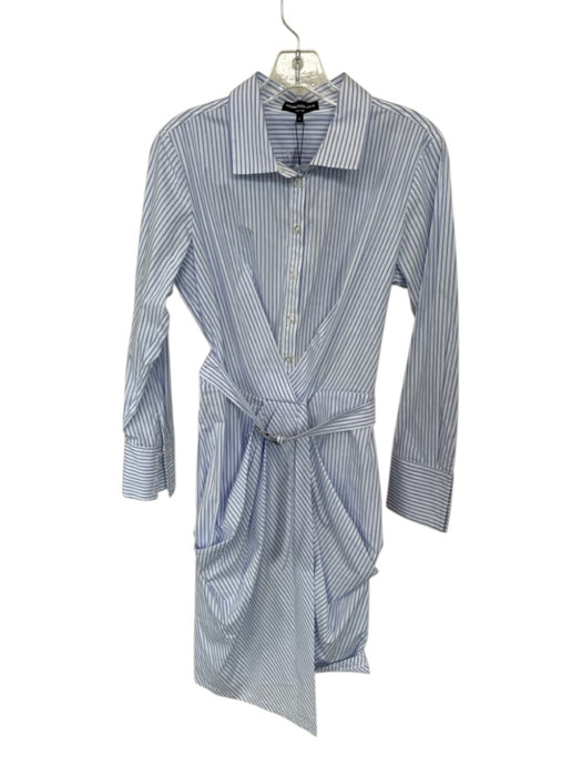 Generation Love Size 4 Blue & White Cotton Blend Button Up Long Sleeve Dress Blue & White / 4