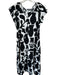 Foil Size 4 Black & White Cotton Blend Abstract Midi Short Sleeve V Neck Dress Black & White / 4