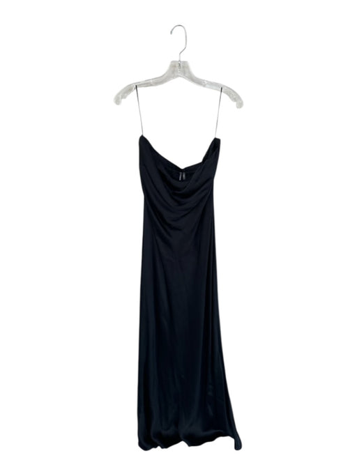 Anthropologie Size L Black Viscose Shelf Bra Strapless Maxi Dart Dress Black / L