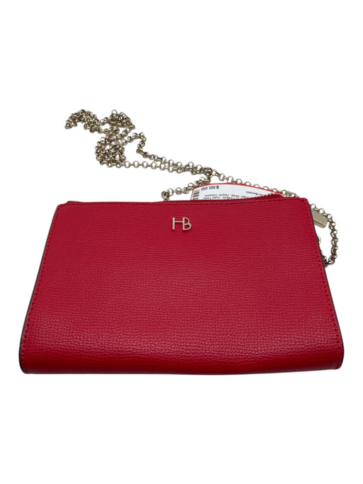 Henri Bendel Red Leather Gold Tone Hardware Chain Strap Zipper Closure Bag Red