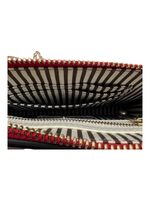 Henri Bendel Red Leather Gold Tone Hardware Chain Strap Zipper Closure Bag Red