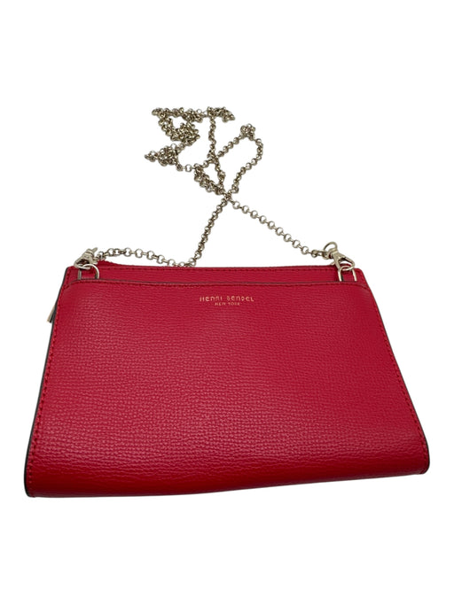Henri Bendel Red Leather Gold Tone Hardware Chain Strap Zipper Closure Bag Red