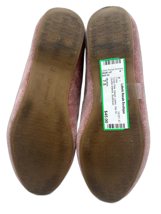 Birdies Shoe Size 7.5 Dusty Pink Velvet Loafer Slip On Quilted interior Flats Dusty Pink / 7.5