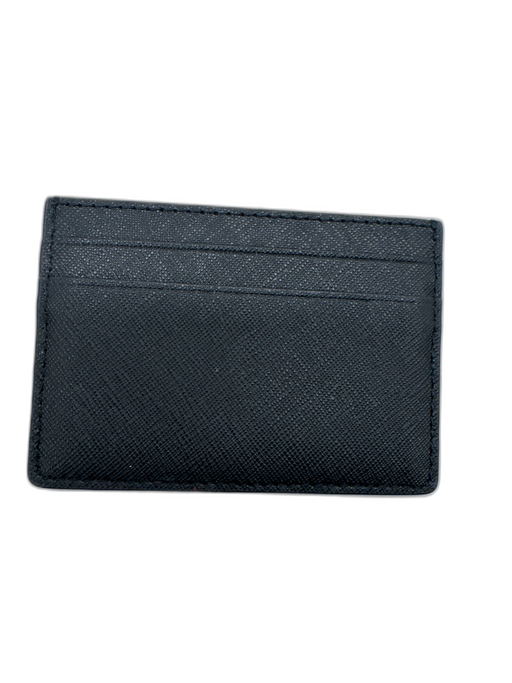 Tory Burch Black Saffiano Leather Mini Card Holder Gold Logo Wallets Black