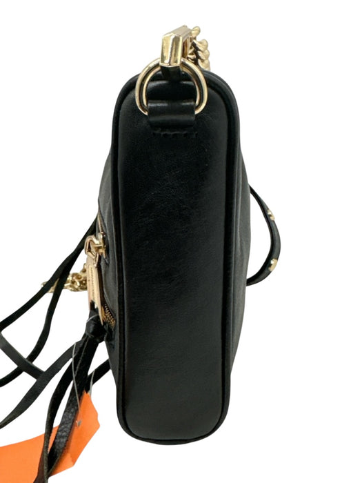Rebecca Minkoff Black Leather Gold hardware Chain Zipper Crossbody Bag Black / Small