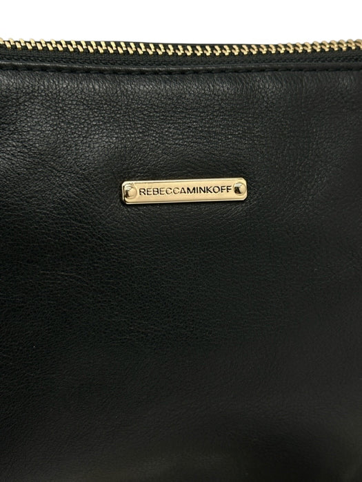 Rebecca Minkoff Black Leather Gold hardware Chain Zipper Crossbody Bag Black / Small