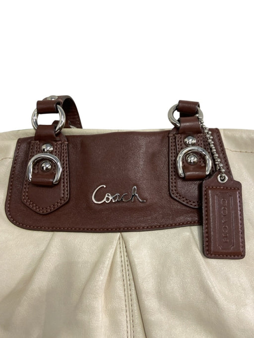 Coach Beige & Brown Leather Keychain Crossbody Magnetic Close Shoulder Bag Beige & Brown / M